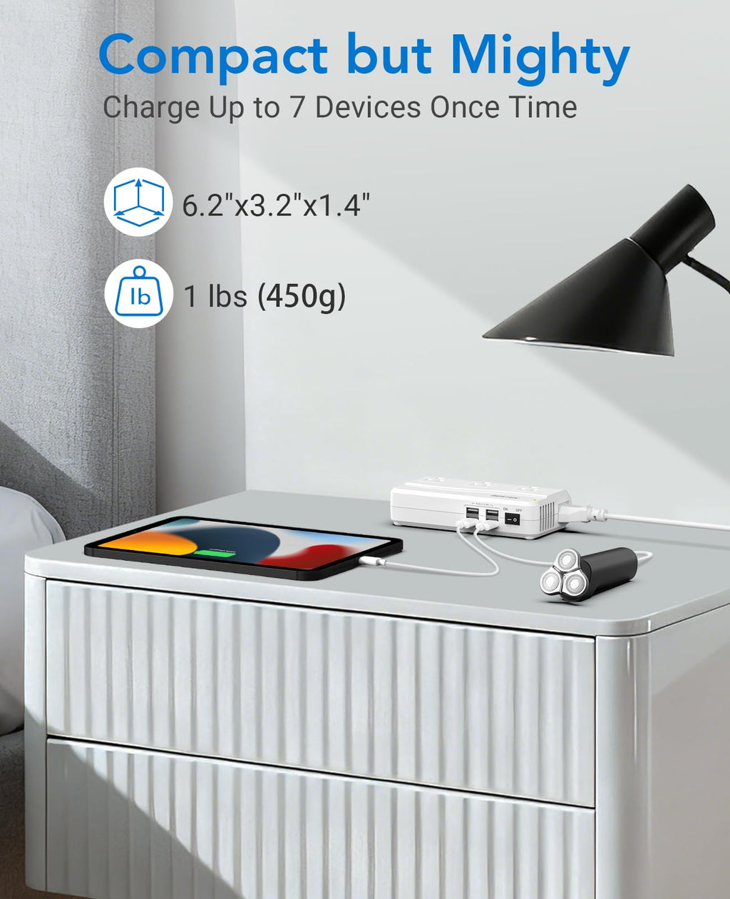 BESTEK Universal Travel Adapter 220V to 110V Voltage Converter with 0-2.4A 4 Port USB Charging and UK/AU/US/EU Worldwide Plug Adapter (White)