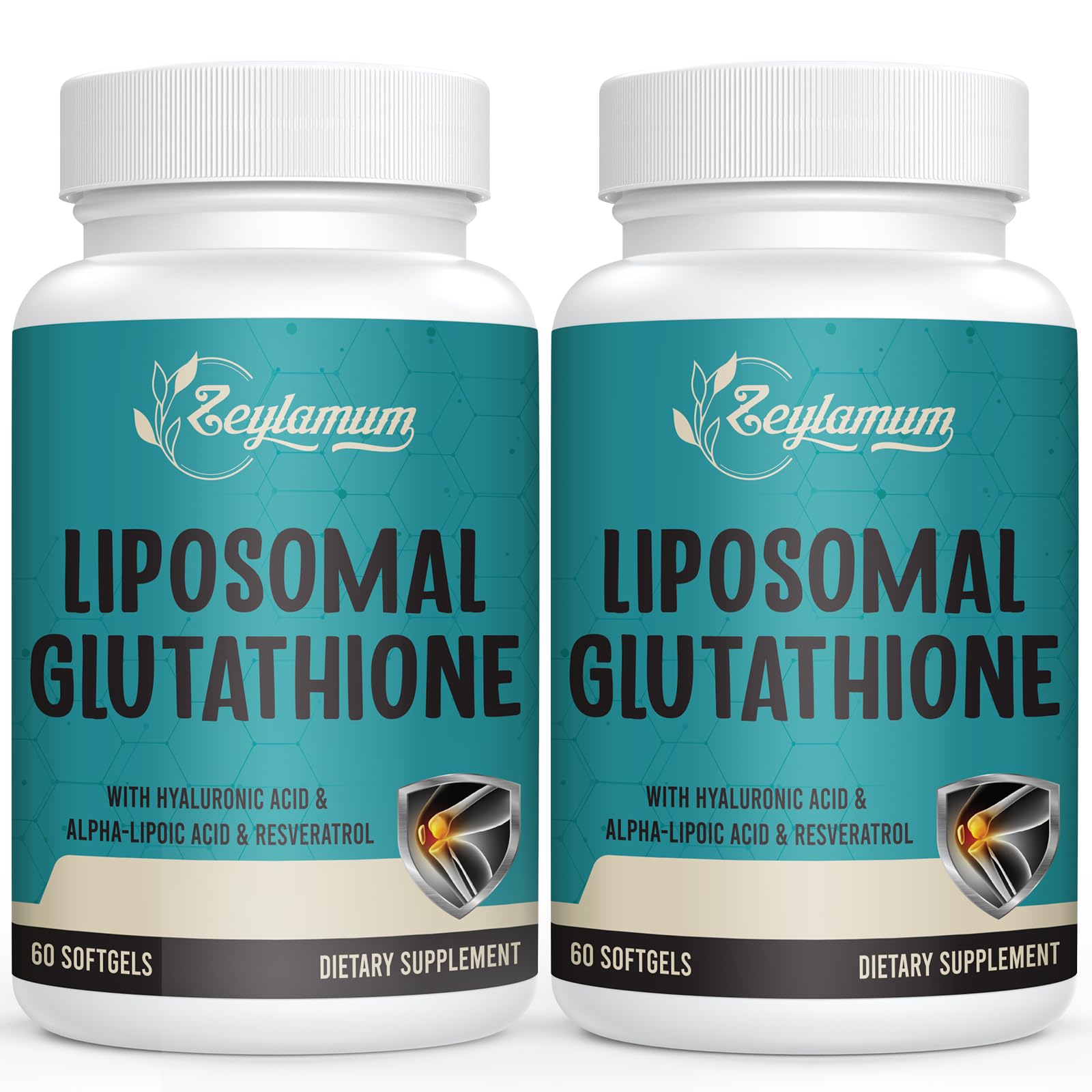 Zeylamum 2400 MG Liposomal Glutathione Softgels, Max Absorption, Active Form L-Glutathione Reduced (GSH), with Hyaluronic Acid, Resveratrol, Master Antioxidants for Brain, Immune System, 120 Softgels