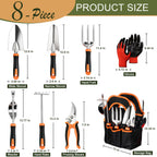 Joyfair Gardening Tools, 8 Pcs Stainless Steel Heavy Duty Garden Tool Set