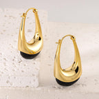 FOJDPAS 14k Gold Plated Amber Resin Hoop Earrings for Women Trendy, Hypoallergenic Chunky Gold Earrings Jewelry Gifts for Sensitive Earlobes (Gold-Ink color, Drop-Shaped)