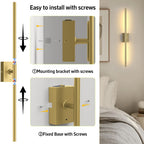 Battery Operated Wall Sconces Set of Two: Dimmable Wireless Wall Lights with Remote, 31-inch LED Rechargeable Sconces, 360° Lighting Wall Scone Decor for TV, Mirror, Bedroom, Living Room(Gold)