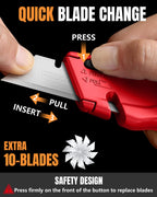 VOTREK Utility Knife Set | Retractable Box Cutter with【Blade Storage】| All Metal Heavy-Duty Cutting for Cardboard, Carpet, Plastic | Includes Razor Knives 2Pack & Extra Quick Change Replacement Blades