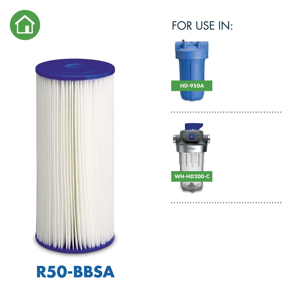 Culligan R50-BBSA Whole House Water Filter Replacememt - Premium 50 Micron 10”x4.5” Long Lasting Water Filter Cartridge Compatible with Many other Home Water Filtration Systems