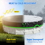 Agricasst 14ft Round Pool Cover, 420D Heavy Duty Above Ground Pool Cover with Sturdy Strap Ratchet Tensioner & Reflective Handles, Enhance Windproof, Side Seamless Tear Resistant, Weather Protection