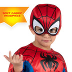 Marvel Spidey Official Toddler Deluxe Halloween Costume - Premium Quality Padded Jumpsuit and Fabric Headpiece (3T-4T)