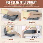 HOMBYS Adjustable Size BBL Pillow After Surgery for Sleeping,High Density Foam Butt Pillow,Brazilian Butt Lift Pillow Post Surgery Recovery for Sleeping,BBL Chair with Hole (Dark Grey)