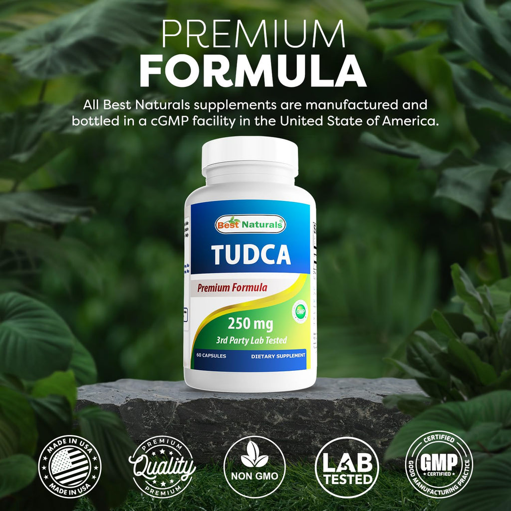 Best Naturals TUDCA 250mg (Tauroursodeoxycholic Acid) - 60 Veg Capsules - 2 Months Supply (60 Count (Pack of 1)) (60 Count (Pack of 1))