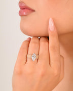 Rinfit Silicone Ring with Stone, Marquise Cut CZ - Nude/RG, Size 6