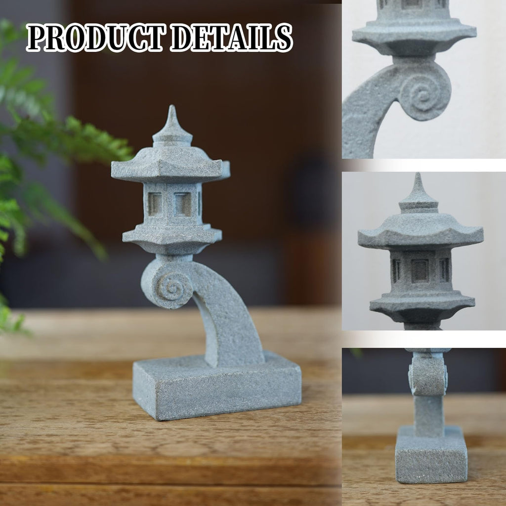 Saihisday 6pcs Miniature Asian Decor, Japanese Lantern Style, Chinese Pagoda Statue for Fish Tank Aquarium Ornament Decor Bonsai Micro Rockery Landscape Kit