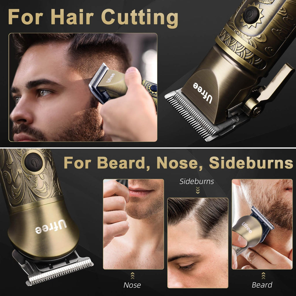 Ufree Beard Trimmer for Men with Hair Clipper, Professional Hair Clippers for Men and Hair Trimmers, Cordless Electric Razor Mens Grooming Kit for Nose, Face, Ear, Body, Gifts for Men Husband Father