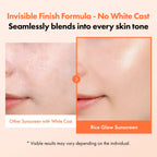 TOSOWOONG Rice Glow Sunscreen, SPF50+ Broad Spectrum Korean Sunscreen for Face, Dewy Finish No White Cast, Glass Skin Hydrating SPF Moisturizer with Rice Water & Hyaluronic Acid, 50ml / 1.69 fl. oz.