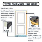 VITAM AMO Weather Stripping Seal Strip for Doors Windows 18 Feet, Self-Adhesive Backing Seals Large Gap (from 5/16 inch to 15/32 inch), Easy Cut to Size