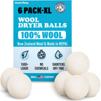 Wool Dryer Balls - Smart Sheep 6-Pack - XL Premium Natural Fabric Softener Award-Winning - Wool Balls Replaces Dryer Sheets - Wool Balls for Dryer - Laundry Balls for Dryer, 6 Count (Pack of 1)