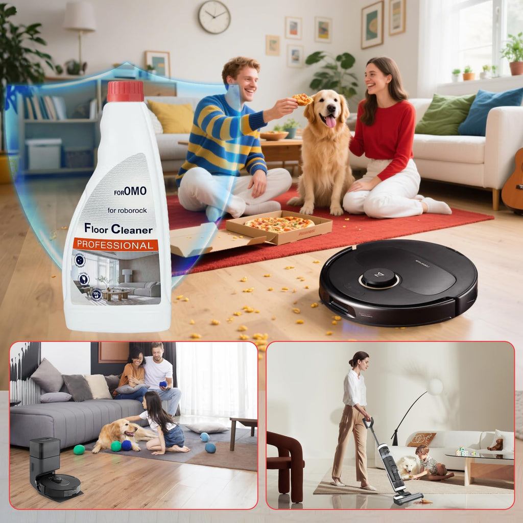 Vacbeuta Floor Cleaning Solution Compatible With Roborock Robot Vacuum And Mop Cleaner， Deep Cleans For Multiple Hard Floors, Suitable With All Robot Vacuums With Mopping (3 Bottle)