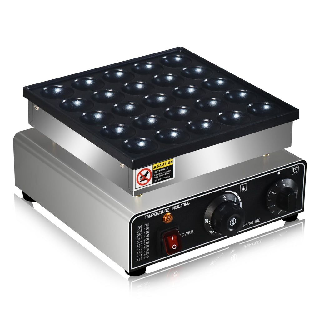 110V US Commercial 25PCS Mini Pancake Maker,950W Mini Dutch Pancake Maker,Non-stick,Dutch Poffertjes Grill,Stainless Steel,Breakfast,Snacks,Desserts.