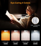Gritin Book Light, Eye Caring 4-Color&5-Brightness Neck Light Reading Light