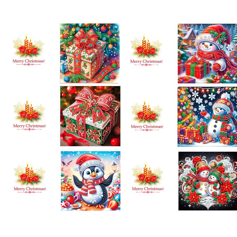 ACSAUMMY Diamond Art Painting Christmas Cards, 12 Pack DIY 5D Diamond Greeting Cards Kits for Adults Diamond Xmas Greeting Cards with Envelopes Gem Christmas Gift for Families, Friends, Partners