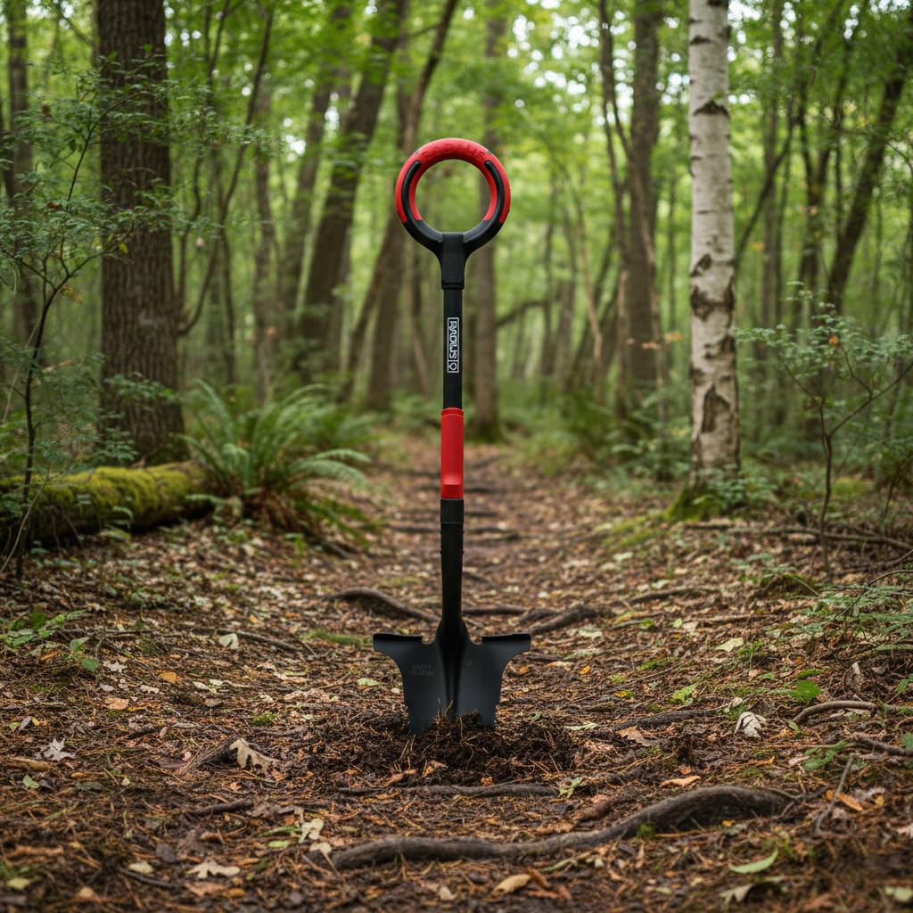 Root Slayer RS220 Heavy Duty Garden Shovel, Serrated Blade, Black