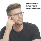 CRGATV 3-Pack Reading Glasses for Men Blue Light Blocking Metal Full Wide Frame Computer Readers Anti UV/Eye Strain/Glare (+1.75 Magnification Strength)