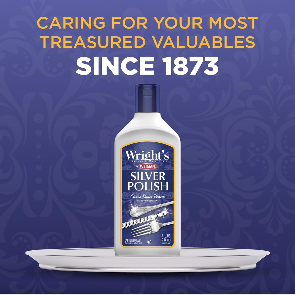 Wright's Silver Cleaner and Polish - 7 Ounce (2 Pack) Ammonia-Free - Use on Silver, Jewelry, Antique Silver