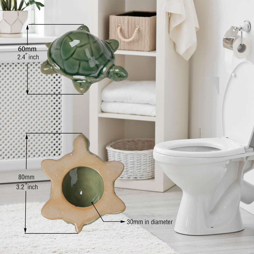 WANSHUNLMI Green Sea Turtle Toilet Floor Bolt Caps, Ceramic Sea Turtle Toilet Bolt Covers, Cute Bathroom Decor, Easy Installation and Universal Fit, Don't Cut Those Bolts! (Green Sea Turtle)
