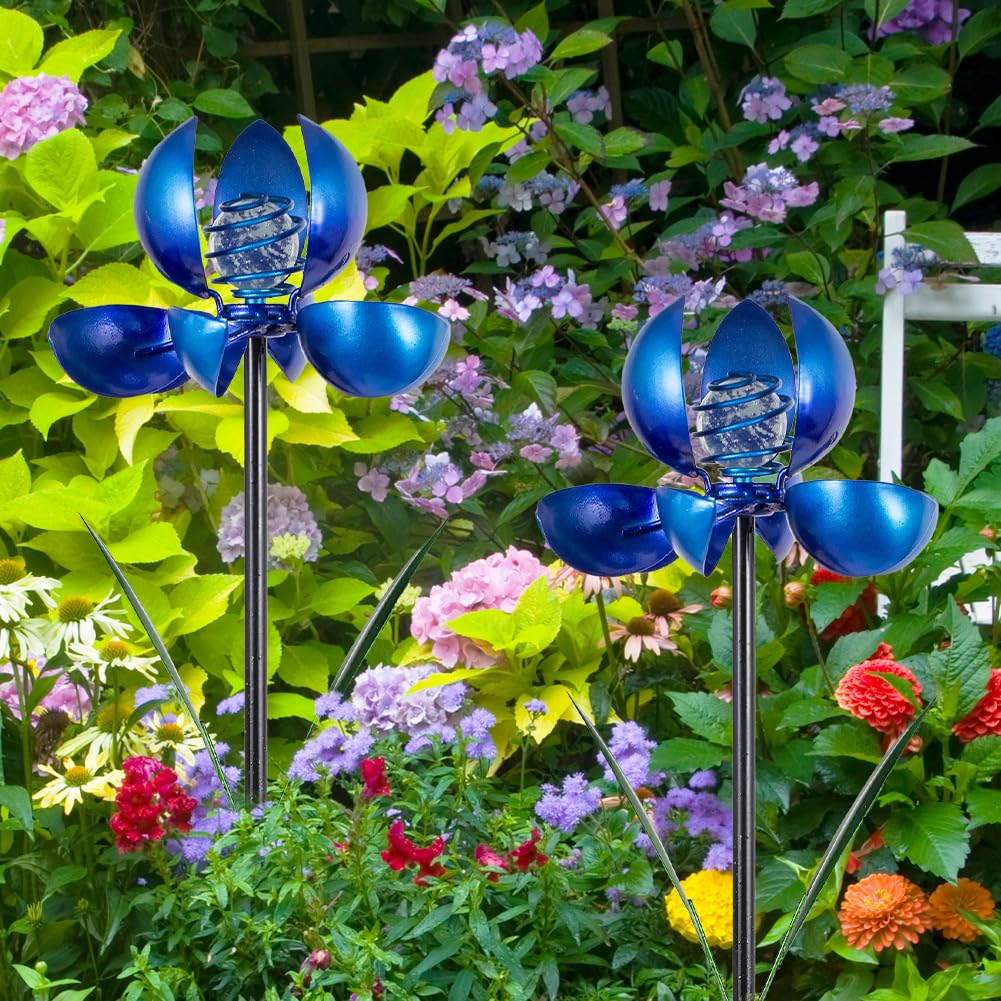 SATHGA Metal Wind Spinners Outdoor,2Pack Pinwheels for Yard and Garden, Decorative Garden Stakes for Patio,Lawn, Outdoor