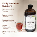 Rowe Casa Organics Elderberry Immune Support with Antioxidants, Zinc, and Vitamin C for Kids and Adults, Organic Elderberry Syrup for Immune Support, 16 Fl Oz