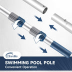 Orvella Pool Pole, 16FT Telescopic Pool Cleaning Pole, Professional Aluminum Swimming Pool Poles, 1-1/4" Universal Connector for Skimmer Net, Brush & Vacuum Head