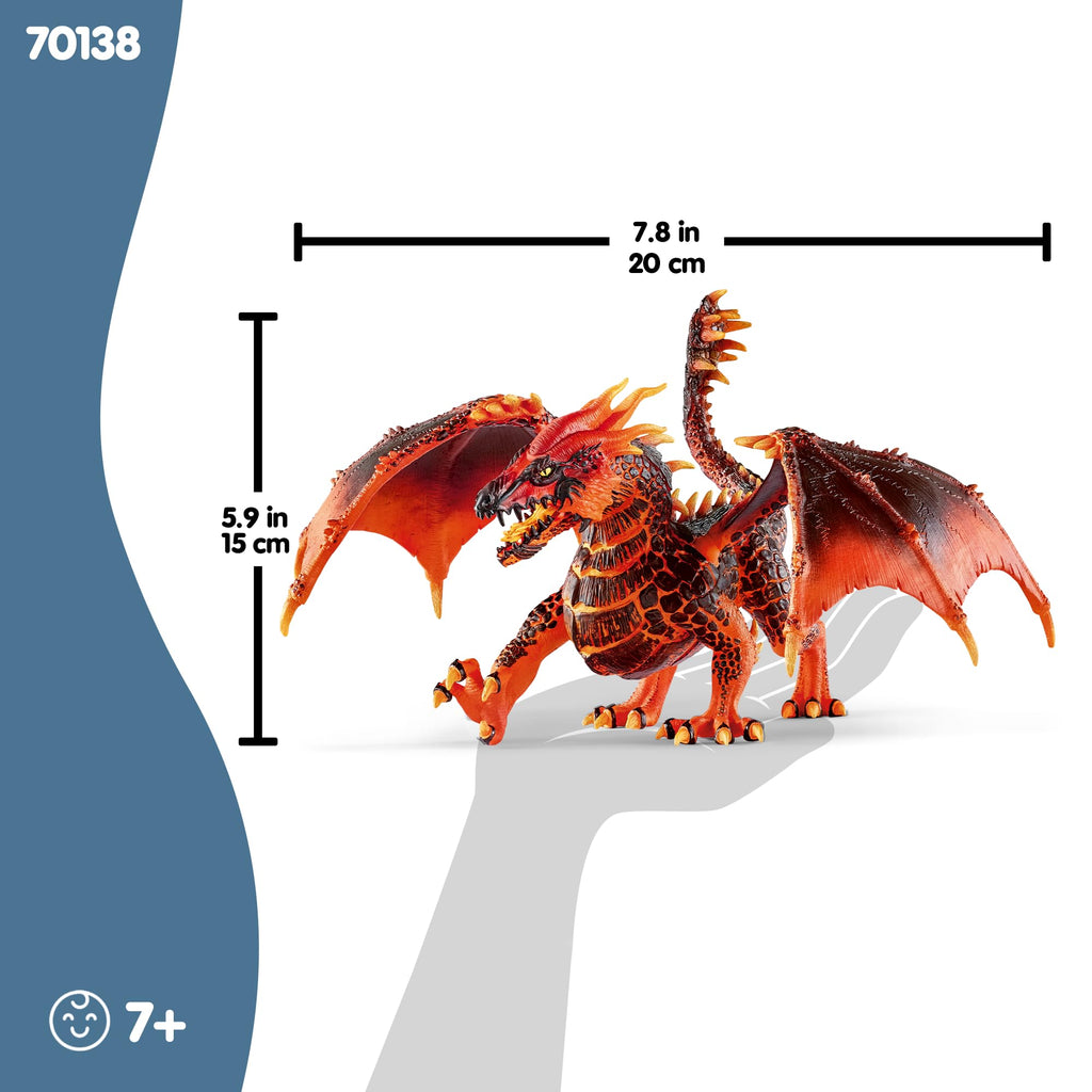 Schleich Eldrador Creatures - 8" Lava Dragon Toy - Movable Wing Action Figure for Boys and Girls - Mythical Creature Figures - Fantasy Beast Figurine - Red Monster Dragon Toys - Kids Ages 7+ | 70138