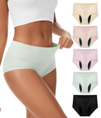 YESWEL Incontinence Underwear For Women, Reusable Washable Leak-proof Lightweight Briefs for Postpartum, Bladder Leak, 5 Pack (Multicolor01, Large)