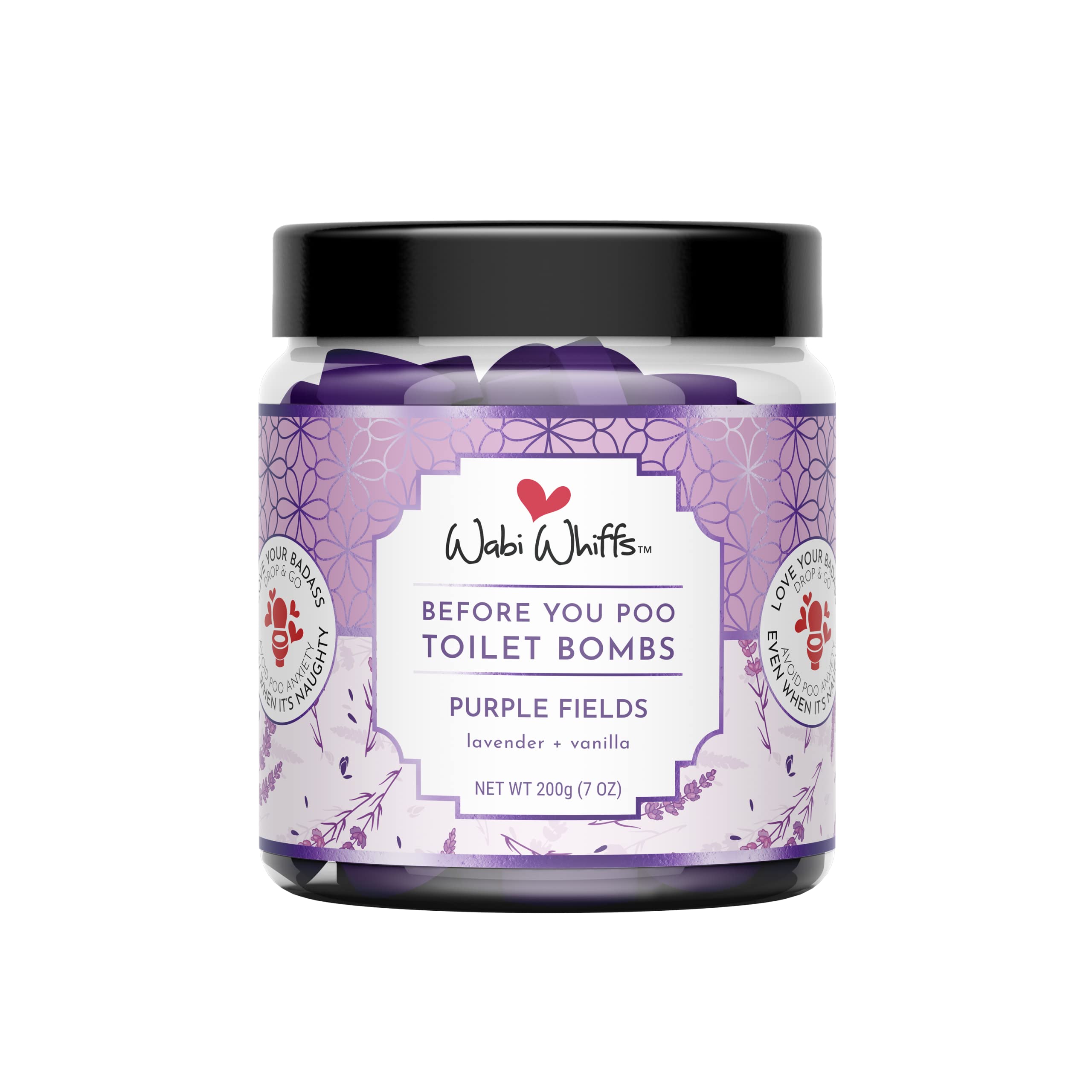Wabi Whiffs Fizzing Toilet Bombs – Purple Fields | Natural Bathroom Deodorizer | Odor Eliminator Tablets For Freshness & Cleanliness | Eco-Friendly Septic Safe Tablets | 60 Count |