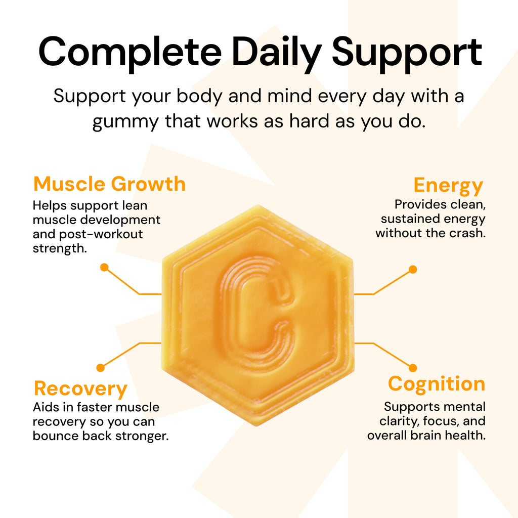Create Creatine Monohydrate Gummies for Men & Women, Boost Focus, Strength, and Endurance, Anti-Melting Formula, Vegan, Gluten-Free, Non-GMO, 1.5g of Creatine per Gummy (Orange)