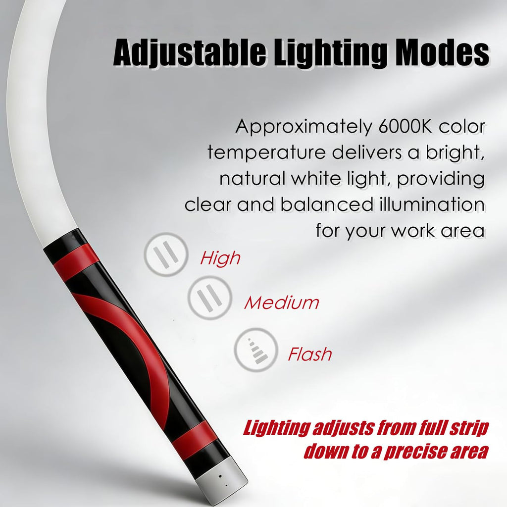 Flexible LED Flashlight Stick, 30" Bendable Mechanic Work Light Rechargeable High Lumen Professional Light 3 Lighting Modes Automotive Illumination Tool Car Repairs Inspections Tight Spaces