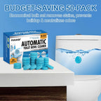 PUGAIQI Toilet Bowl Cleaner Tablets Blue Toilet Tank Cleaners, Septic-Safe Hard Water Stain Remove, Effervescent Stain & Odor Remover Bathroom， Automatic Toilet Cleaning & Deodorizer 50 TabsTTDS