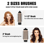 DAILYLIFE Rotating Hair Dryer Brush, Hot Air Brush with 2 Brushes (1.5" & 2"), Negative Ionic Technology Blow Volumizer, Black/Gold