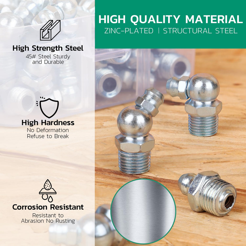 OURU 240PCS Grease Fittings Assortment Kit, SAE & Metric with Wrench Kit