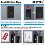 BESTTEN 20 Pack 1-Gang Black Screwless Wall Plate, Unbreakable Polycarbonate Outlet Cover, H4.69" x W2.91", for Light Switch, Dimmer, GFCI, USB Receptacle, Gloss