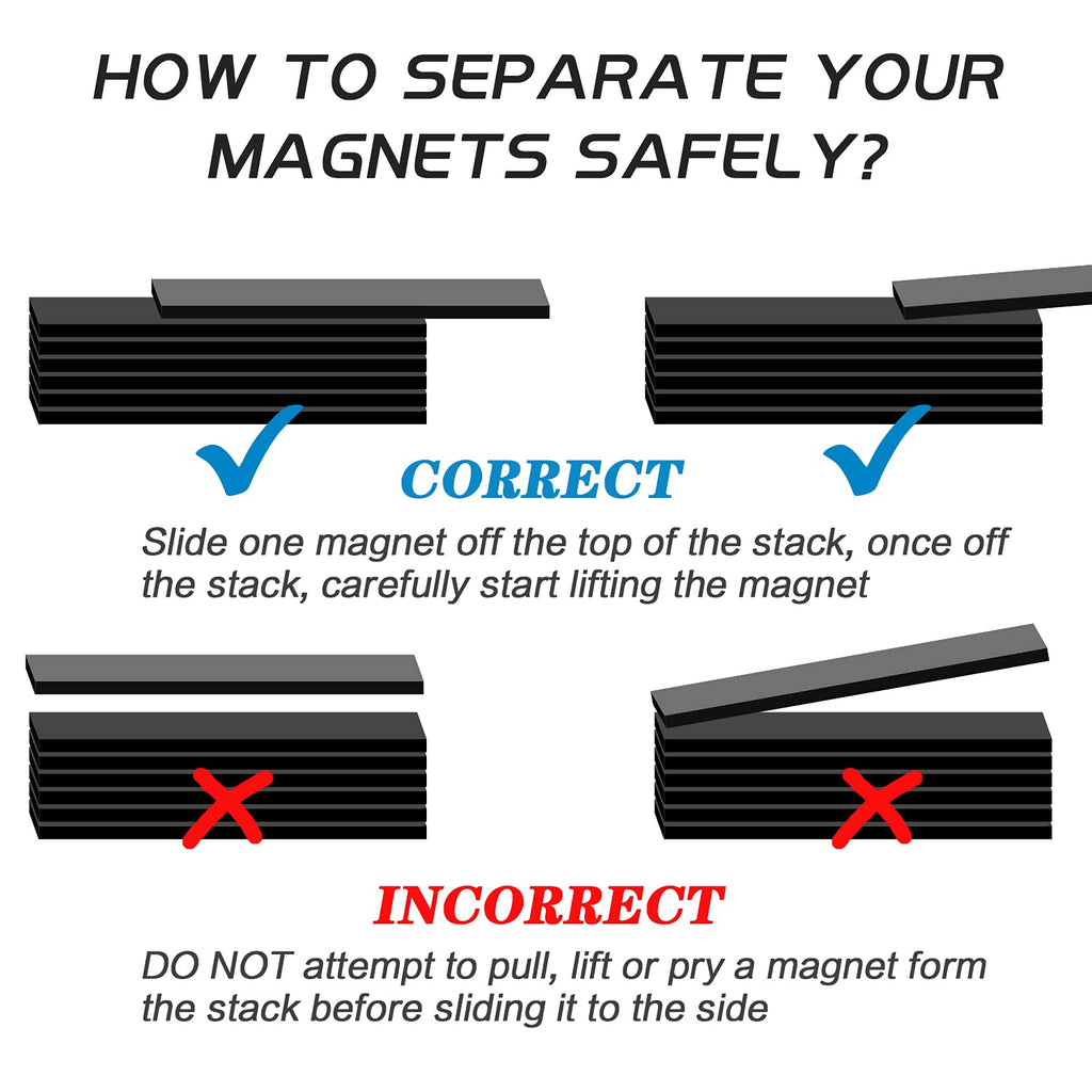 MIKEDE 20 Pack Strong Neodymium Magnets with Double-Sided Adhesive, Black Magnet for Science Experiments STEM Projects,Kitchen, DIY, Tool Storage - 60 x 10 x 3 mm Black