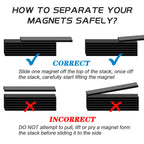MIKEDE 20 Pack Strong Neodymium Magnets with Double-Sided Adhesive, Black Magnet for Science Experiments STEM Projects,Kitchen, DIY, Tool Storage - 60 x 10 x 3 mm Black