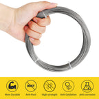 1/16 Wire Rope, 100FT 304 Stainless Steel Cable with 50Pcs Crimp Sleeves, Aircraft Grade, 7x7 Strand, 368lbs Breaking Strength, for Garden Trellis, Clothesline, Railing,Trellis