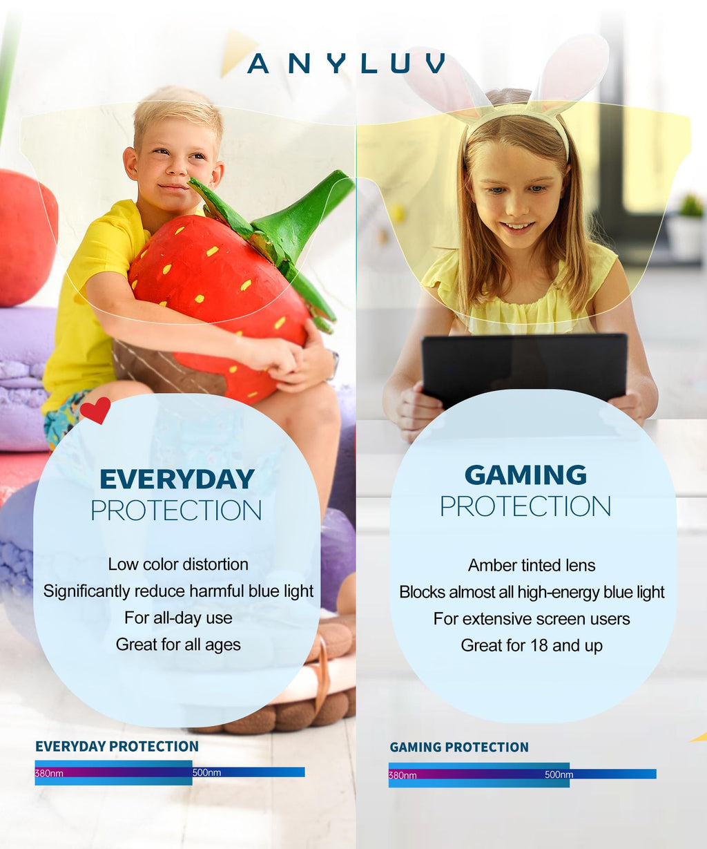ANYLUV Blue Light Glasses for Kids, Youth Protection Glasses for Gaming, Teen Blue Light Glasses Reduce Eye Strain