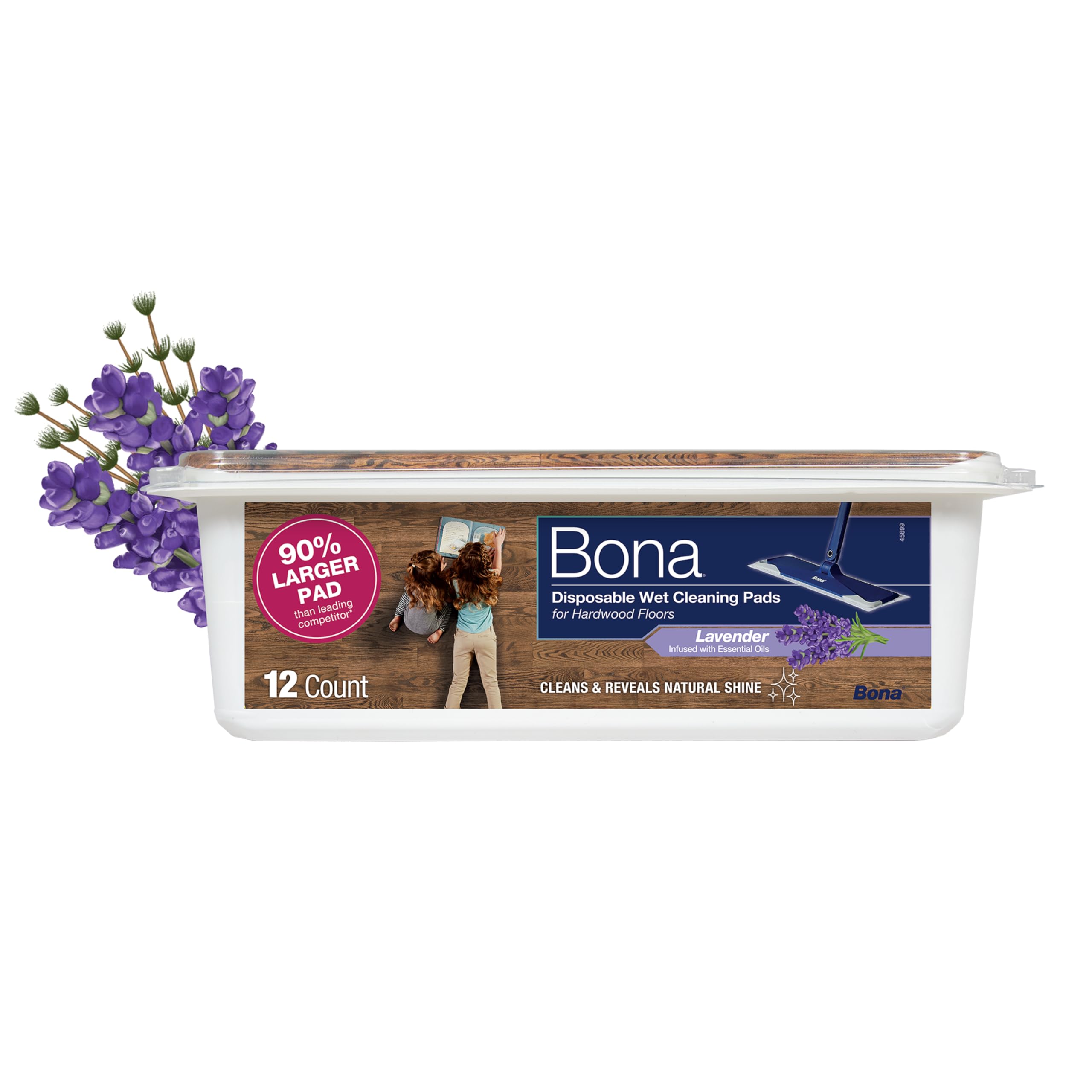 Bona® Disposable Wet Cleaning Pads for Hardwood Floors,Lavender Scent,(Pack of 6)