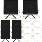 Quelay 16 Pcs Pearl Bridesmaid Bracelet Gift,Black, Gold;Bow Tie