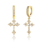 JINAO Cross Hoop Dangle Earrings for Men Women Gold