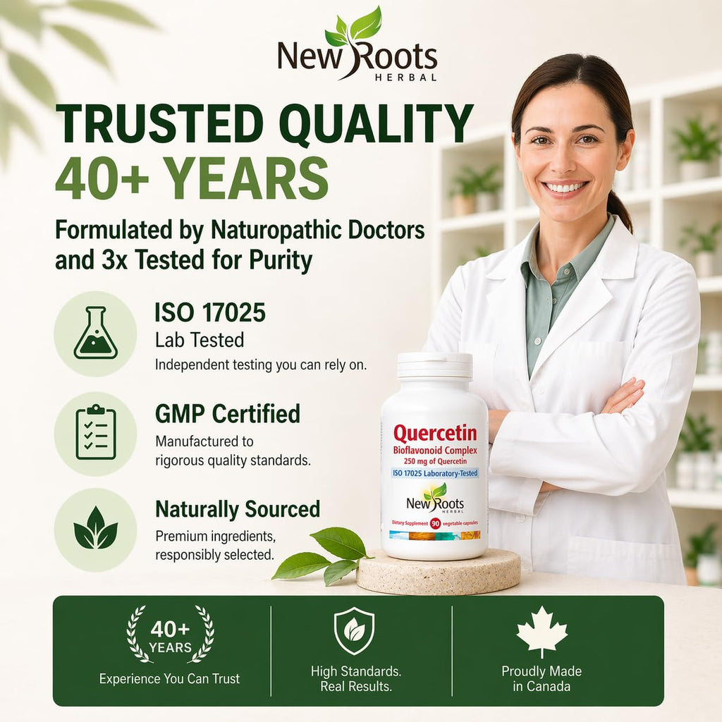 NEW ROOTS HERBAL Quercetin with Bromelain Capsules | 4-in-1 Formula with Quercetin, Bromelain, Bioflavonoids and Rutin | Heart Health and Immune Support Supplement (90 Veggie Capsules), Non-GMO
