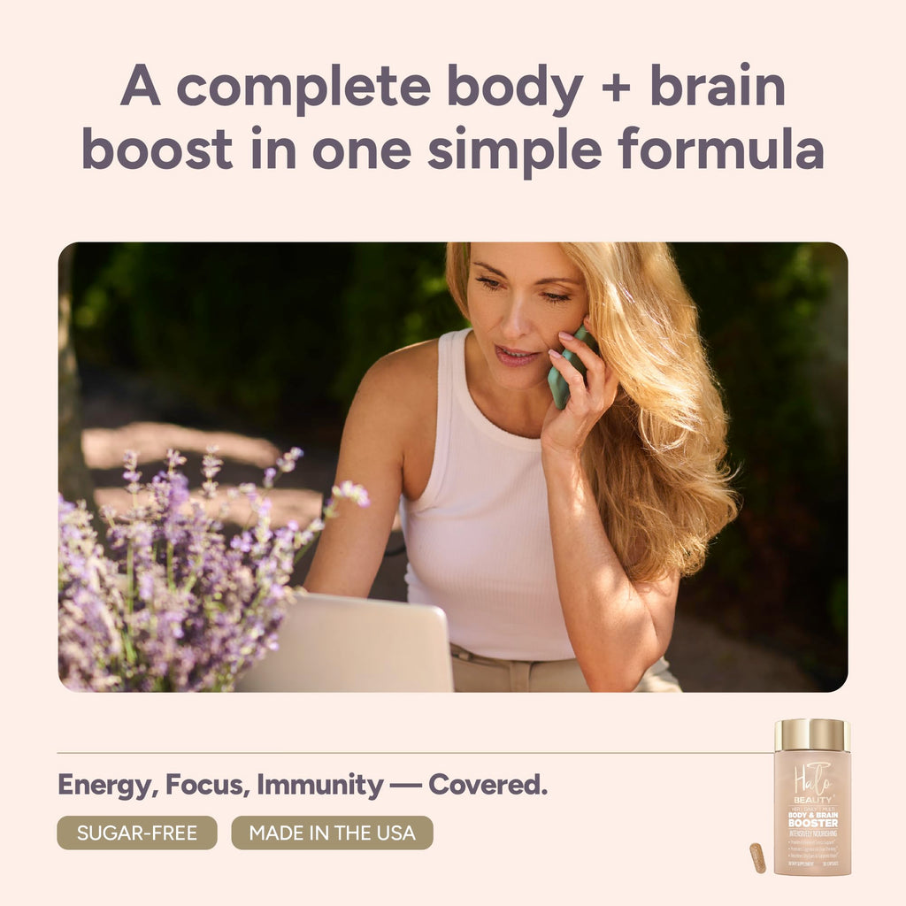 Halo Beauty Her Daily Multi | Women’s Multivitamin Supplement | Daily Energy, Mental Clarity, Brain & Overall Wellness Support with B6, D3 & Zinc | Vegan Daily Capsules | 1-Month Supply
