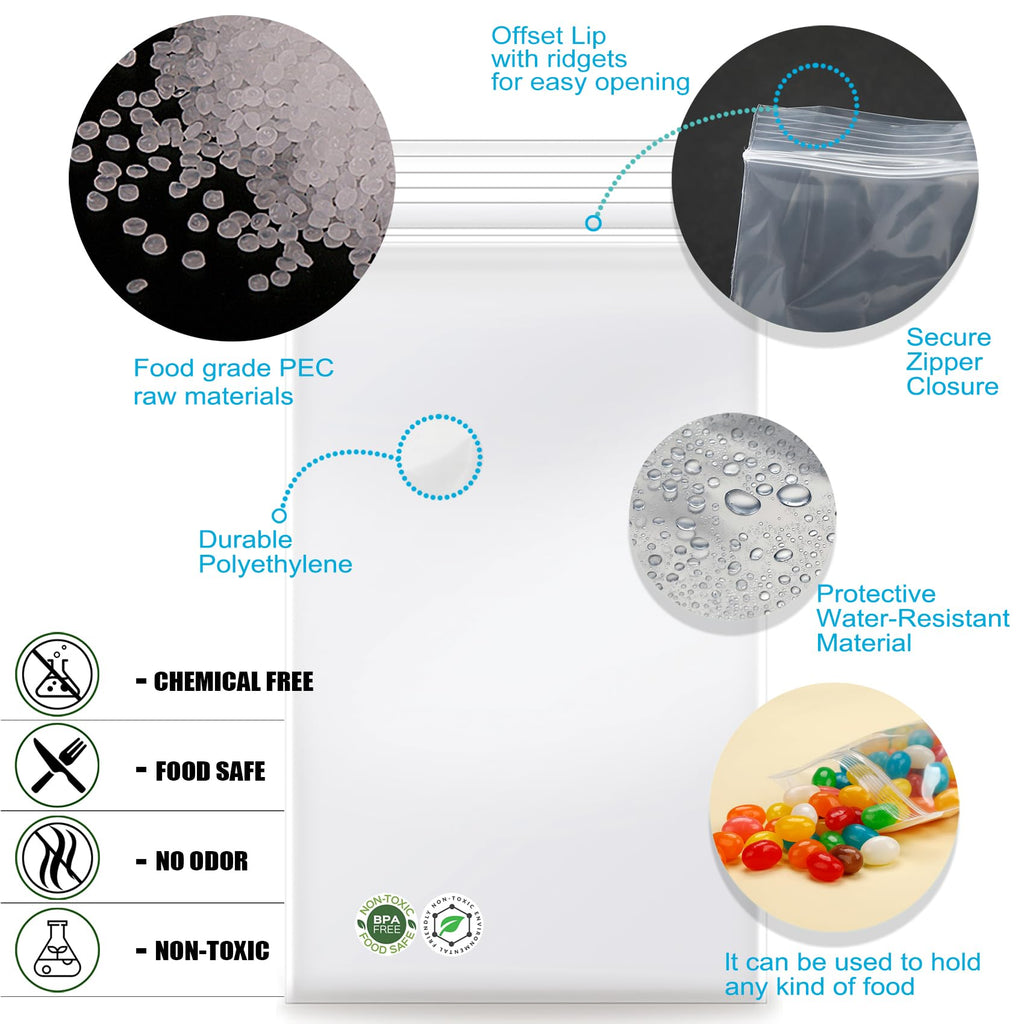 3''x 5'', (Pack of 100) 2 mil Thick Clear Plastic Reclosable Zip Poly Bags with Resealable Lock Seal Zipper for Photo, Jewelry, Bakery, Treats, Travel, Storage, Packaging & Shipping