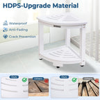 KingPavonini Waterproof Corner Shower Stool for Inside Shower, Anti-Fading Shower Bench for Shaving Legs, HDPS Anti-Fracture Shower Seat with Storage Shelf, Rapid Assembly, Load 400 Pounds