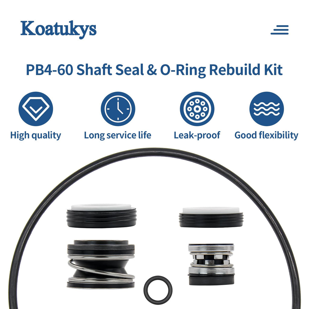Koatukys PB4-60 Booster Pump Shaft Seal & O-Ring Rebuild Kit Replacement for Polaris 3/4 hp 2012- Later Pool Pump