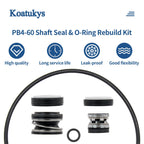 Koatukys PB4-60 Booster Pump Shaft Seal & O-Ring Rebuild Kit Replacement for Polaris 3/4 hp 2012- Later Pool Pump